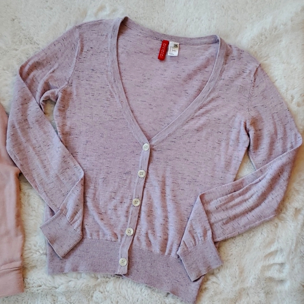 Lavender purple Button Cotton Cardigan  Size 4 Small